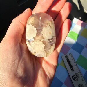 Flower Agate Crystal Palm Stone [F]